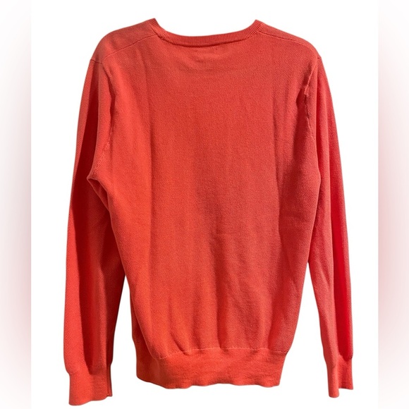 J. Crew 100% cotton piqué-stitch knit crewneck sweater coral men size small - Picture 6 of 7
